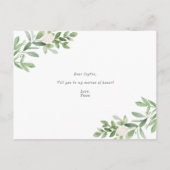 Carte Postale Faire-part Aquarelle Verdure Serez-vous ma dame d'honneur (Dos)