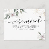 Carte Postale Faire-part Aquarelle verte douce Feuille et fleur | Or (Devant)