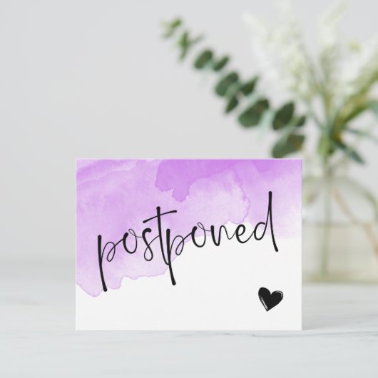 Carte Postale Faire-part Aquarelle violette Mariage reporté (Debout devant)