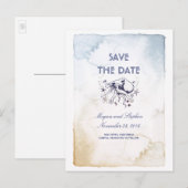 Carte Postale Faire-part Aquarelles nautiques de la Marine - Octopus Save t (Devant / Derrière)