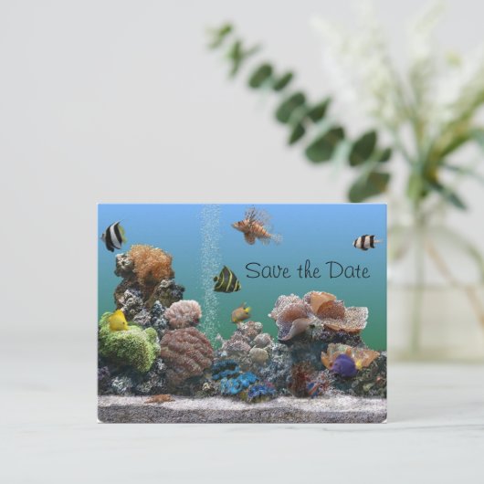 Carte Postale Faire-part aquarium Enregistrer la date (Debout devant)