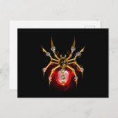 Carte Postale Faire-part Araignée steampunk sur fond noir (Devant / Derrière)