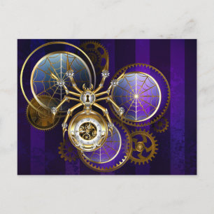 Carte Postale Faire-part Araignée Steampunk sur fond violet
