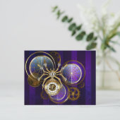 Carte Postale Faire-part Araignée Steampunk sur fond violet (Debout devant)