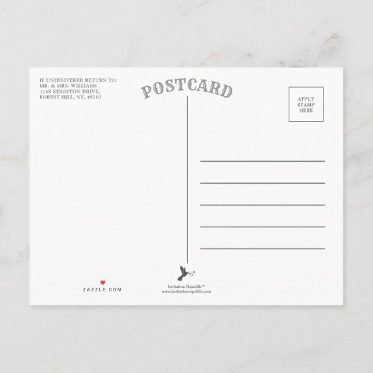 Carte Postale Faire-part Arbre à coeur rustique mariage photo enregistrer l (Dos)