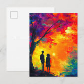 Carte Postale Faire-part Arbre coloré d'amour (Devant / Derrière)