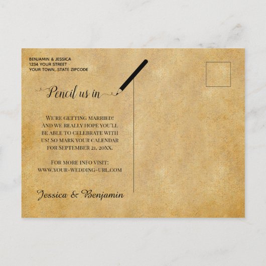 Carte Postale Faire-part Arbre d'automne et lumières avec mariage photo Enr (Dos)
