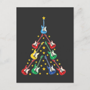 Carte Postale Faire-part Arbre de Noël Guitare Électrique Amoureux de Musiq