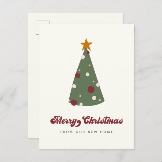 Carte Postale Faire-part Arbre de Noël Moderne Nous Avons Déménagé Vacances (Devant / Derrière)