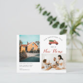 Carte Postale Faire-part Arbre de Noël moderne Nouvelle maison Voiture roug (Debout devant)