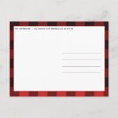 Carte Postale Faire-part Arbre de Noël rouge et noir rustique de flanelle (Dos)