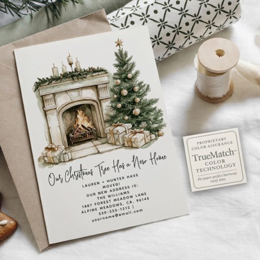 Carte Postale Faire-part Arbre de Noël rustique Nouvelle maison vacances