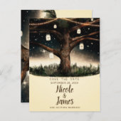 Carte Postale Faire-part Arbre de nuit rustique avec lumières et jarres Enr (Devant / Derrière)
