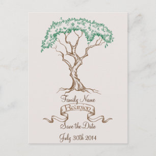 Carte Postale Faire-part Arbre de réunion de famille, Sauvegarder la date