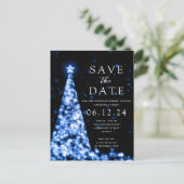 Carte Postale Faire-part Arbre glamour bleu pour la fête de Noël - Enregist (Debout devant)