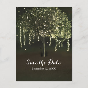 Carte Postale Faire-part Arbre Lumineux Moussu Rustique Mariage Économisez 