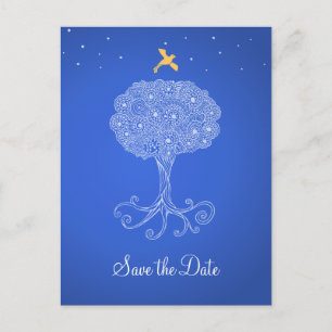 Carte Postale Faire-part Arbre orné de la vie Princesse Bleu Save the Date