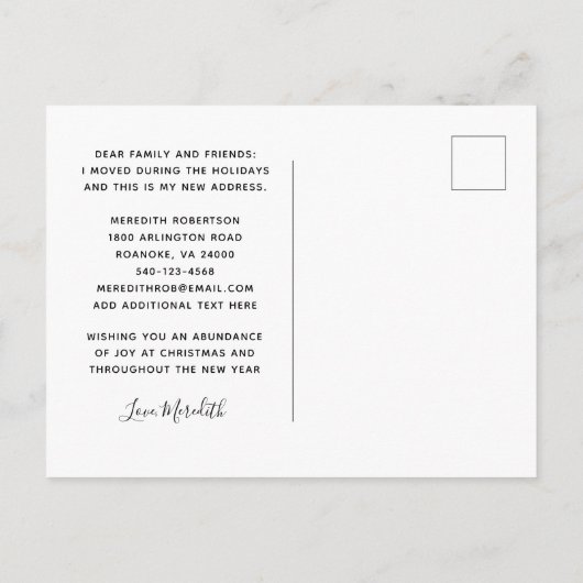 Carte Postale Faire-part Arbre rose Ornement Dusty Blue Holiday Moving (Dos)