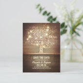 Carte Postale Faire-part Arbre Rustique & Guirlande Lumineuse Save The Date (Debout devant)