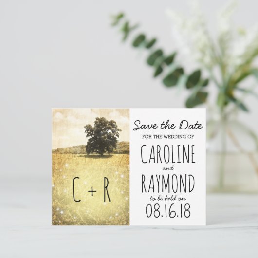 Carte Postale Faire-part Arbre Rustique Lucioles Enchantées Prairie Enregis (Debout devant)