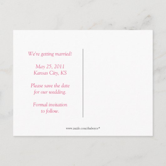 Carte Postale Faire-part Arbre Vert Coeurs Roses Enregistrer La Date (Dos)