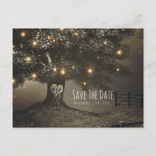 Carte Postale Faire-part Arbre Vintage & Lumières de Nuit Mariage Enregistr