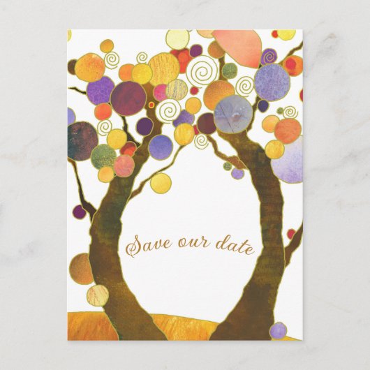 Carte Postale Faire-part Arbres d'amour de style Boho Mariage Enregistrer l (Devant)
