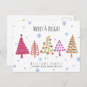 Carte Postale Faire-part Arbres de Noël modernes Joyeusement Lumineux Mobil (Devant / Derrière)