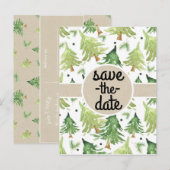 Carte Postale Faire-part Arbres de pin à l'aquarelle Kraft Rustique Épargne (Devant / Derrière)