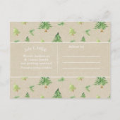 Carte Postale Faire-part Arbres de pin à l'aquarelle Kraft Rustique Épargne (Dos)