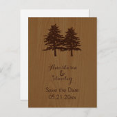 Carte Postale Faire-part Arbres sur bois mariage forestier Épargnez la date (Devant / Derrière)