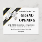 Carte Postale Faire-part Arc blanc ruban noir grand ouverture invités VIP (Devant)