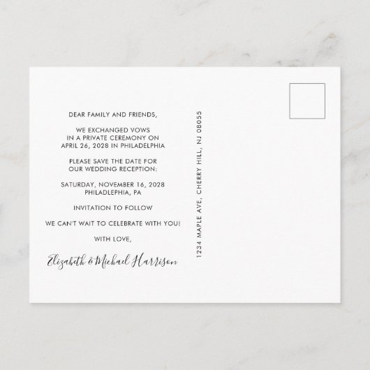 Carte Postale Faire-part Arc Design Photo Mariage Réception Enregistrer La (Dos)