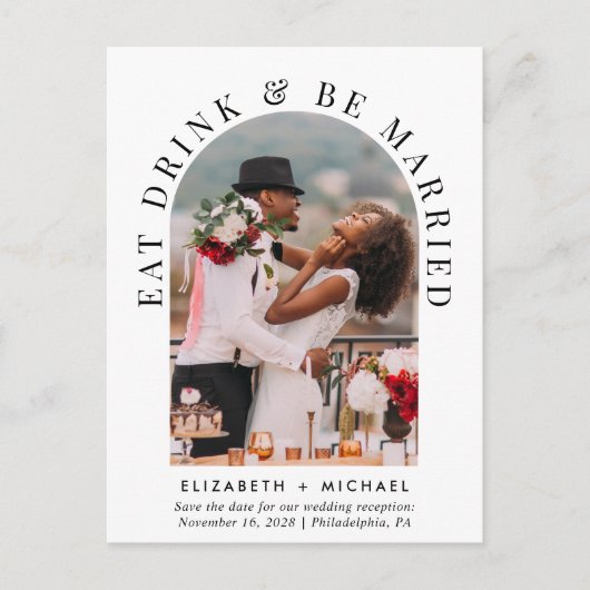 Carte Postale Faire-part Arc Design Photo Mariage Réception Enregistrer La  (Devant)