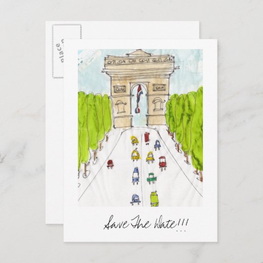 Carte Postale Faire-part Arc d'triomphe, Sauvez La Date ! ! ! (Devant / Derrière)