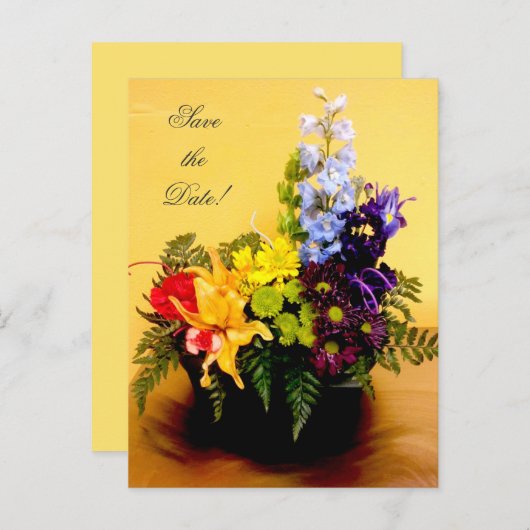Carte Postale Faire-part Arc-en-ciel arrangement fleur Enregistrer la date (Devant / Derrière)