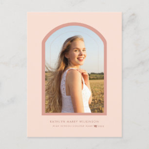 Carte Postale Faire-part Arc rose Rose moderne minimaliste photo Graduation