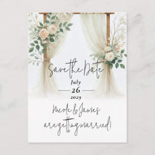 Carte Postale Faire-part Arch en bois floral verdure roses save the date