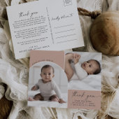 Carte Postale Faire-part Arche Bohème Moderne | Saumon 2 Photo Merci Naissa