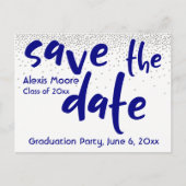 Carte Postale Faire-part Argent Confetti Marine Typographie Enregistrer la  (Devant)