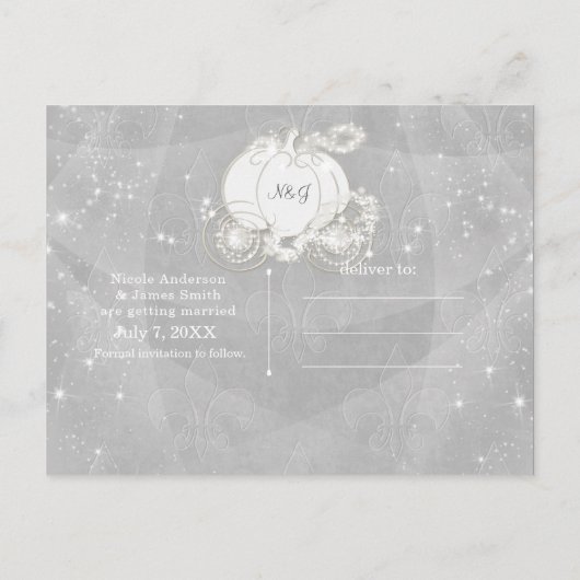 Carte Postale Faire-part Argent Sparkle Carriage Cendrillon Enregistrer la  (Dos)
