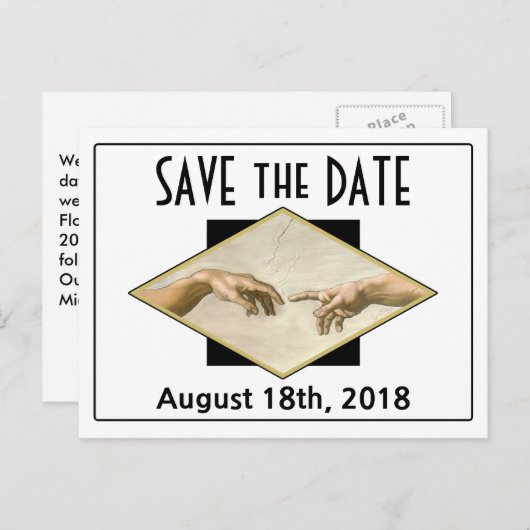 Carte Postale Faire-part Art classique Mariage gay Enregistrer la date (Devant / Derrière)