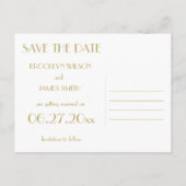 Carte Postale Faire-part Art Déco Blanc Grand Gatsby Enregistrer La Date Ca (Dos)