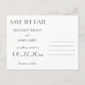 Carte Postale Faire-part Art Déco Great Gatsby Black Enregistrer La Date Ca (Dos)