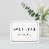 Carte Postale Faire-part Art Déco Great Gatsby Gold Enregistrer La Date Car (Debout devant)
