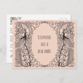 Carte Postale Faire-part Art Déco Peacock Nouvelle adresse Déplacement (Devant / Derrière)