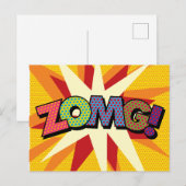 Carte Postale Faire-part Art Pop de Bande Dessinée Rétro Amusant ZOMG (Devant / Derrière)