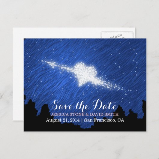 Carte Postale Faire-part Art Starry Night Enregistrer la date Mariage (Devant / Derrière)