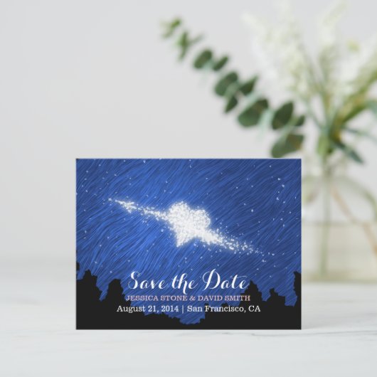 Carte Postale Faire-part Art Starry Night Enregistrer la date Mariage (Debout devant)