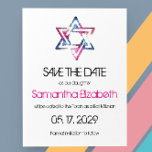 Carte Postale Faire-part Artsy Star de David Bar Bat mitzvah Enregistrer la<br><div class="desc">L'Etoile de David dans les tons rose et bleu dans une texture grungy artistique est imprimé sur Bar & Bat mitzvah enregistrer la date des cartes postales. Pour votre fils ou votre fille. Tous les textes par défaut (exemples d'informations) peuvent être entièrement customisés avec vos propres mots, et vous pouvez...</div>